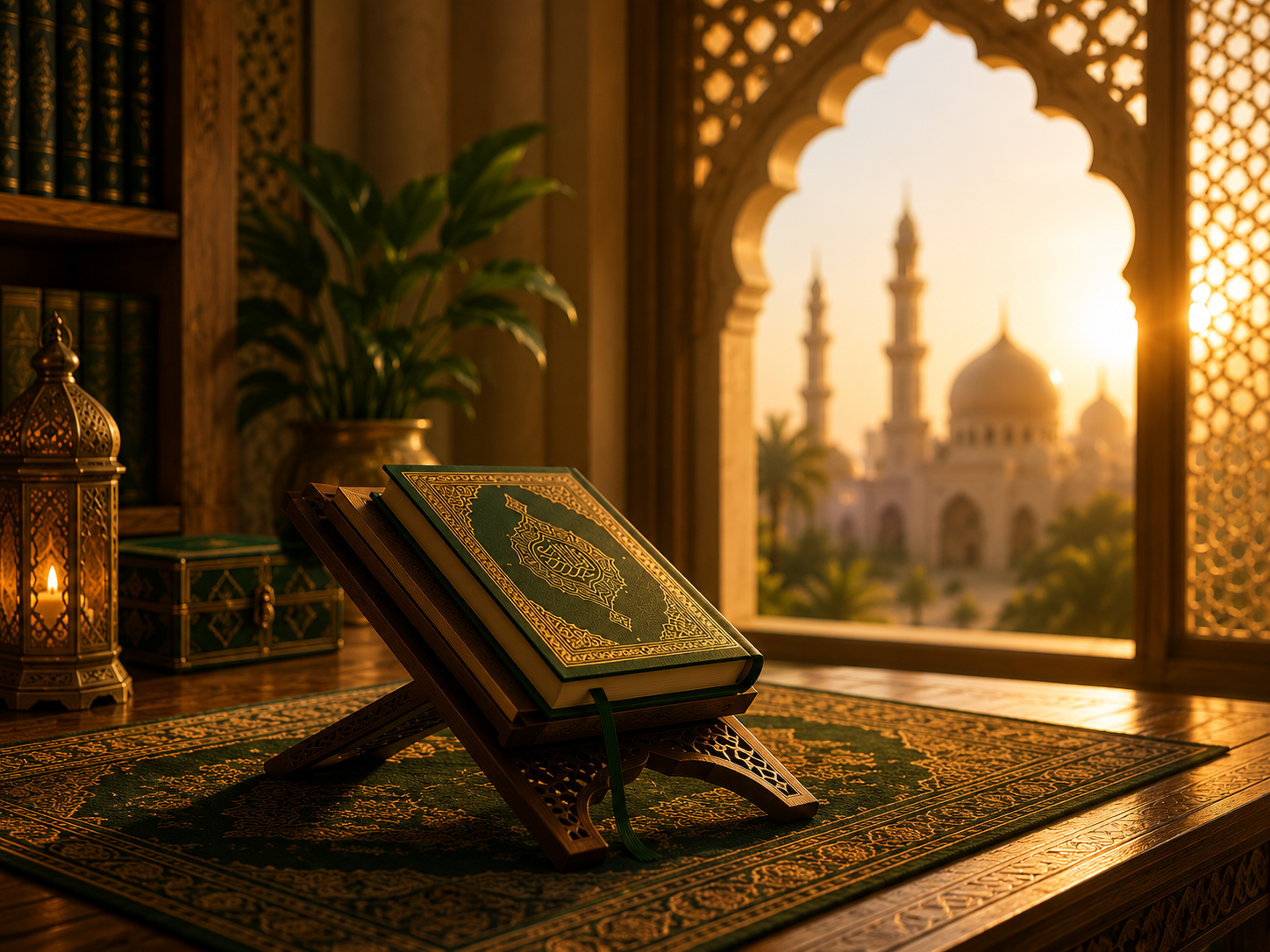 Student learning Quran online